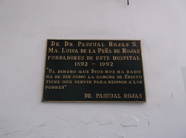 Plaque honouring the founders of the hospital. The quote reads "